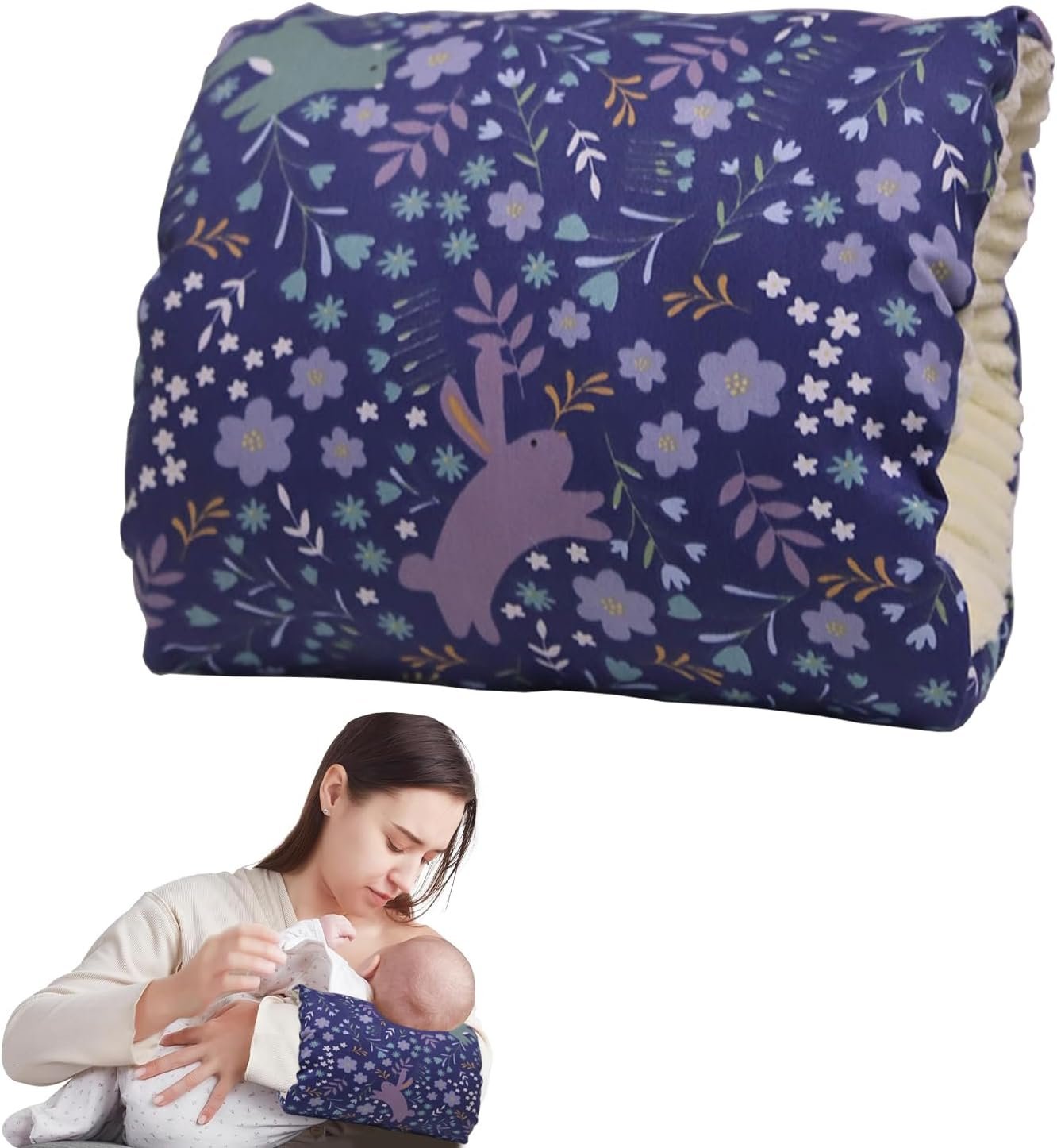 Baby Feeding Arm Pillow,Soft Cotton Cradle ArmPillow for Newborn, Baby Nursing Pillow Head Support Pillow for Breastfeeding（Blue）