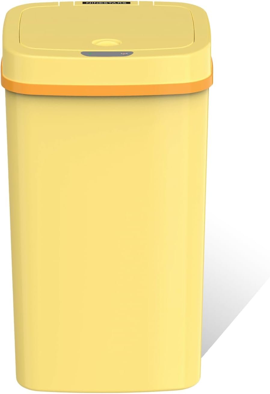 Ninestars NPT-16-1YL Automatic Touchless Motion Sensor Diaper Disposal Trash Can with lid, 4.2 gallon/16 L, Yellow, Plastic