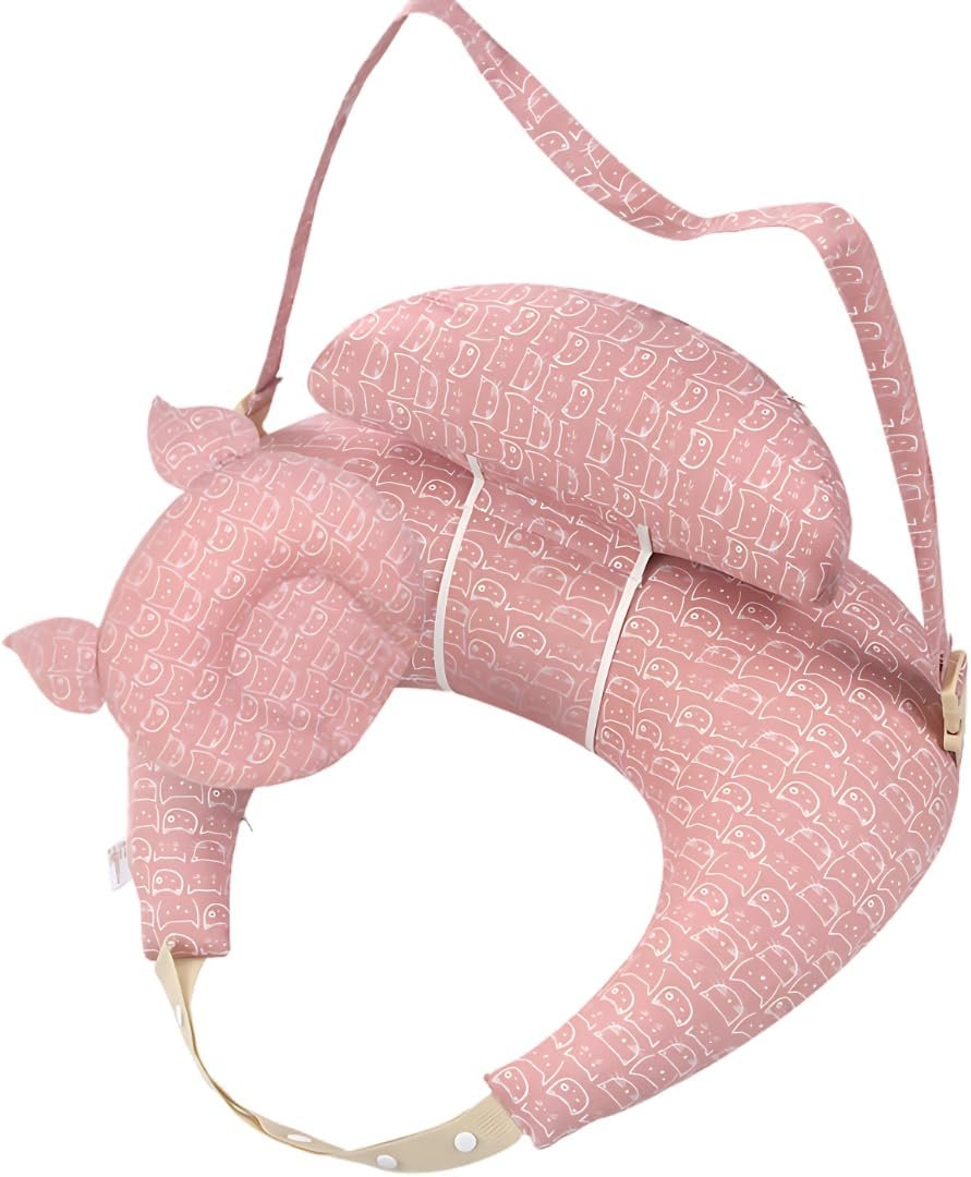Blessique Nursing Pillow - Breastfeeding Support, Maternity Feeding Cushion (Pink)