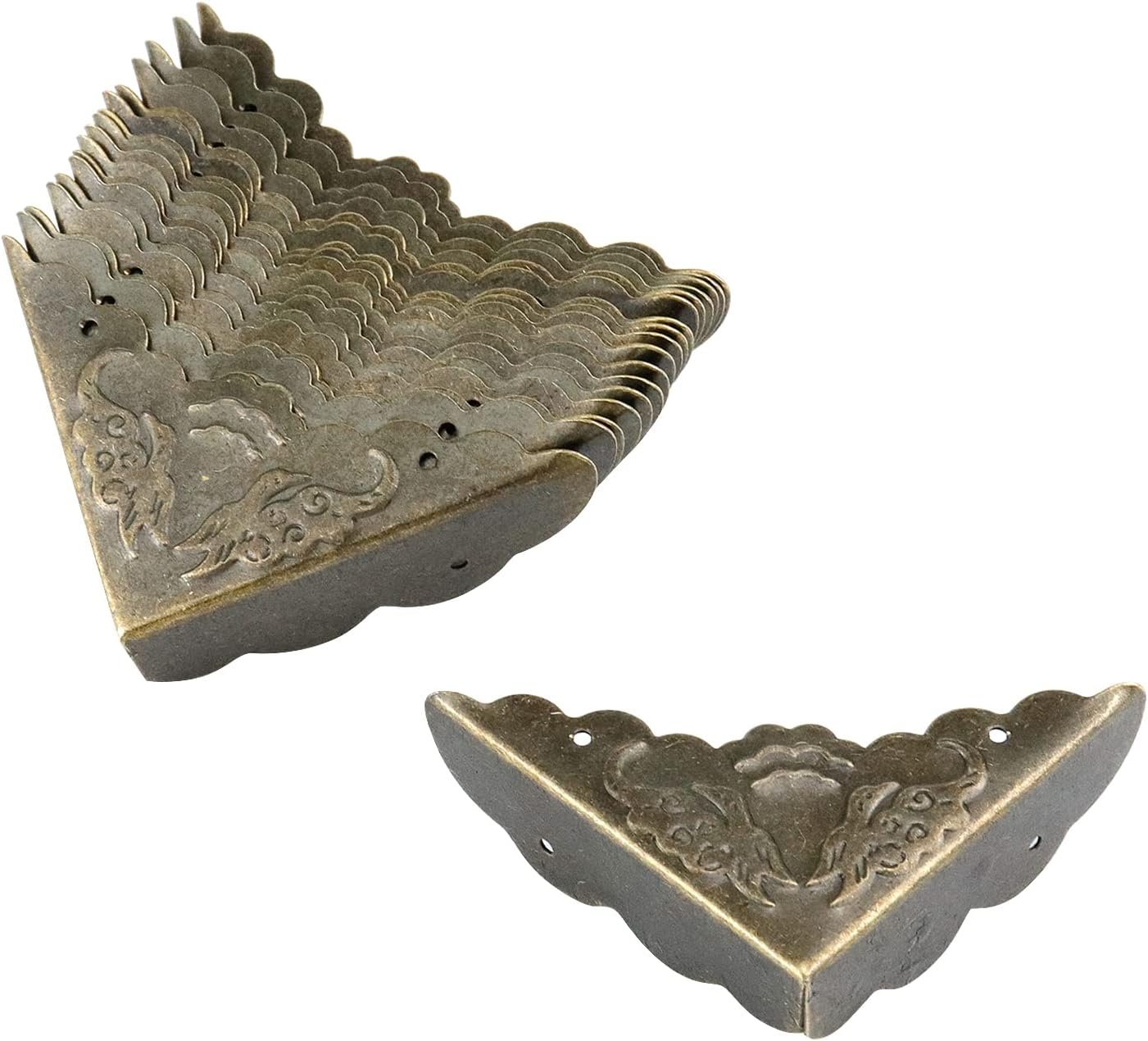 Antrader Antique Decorative Box Corner Protector Edge Safety Furniture Corner Guard,1.6" x 1.6" Bronze Tone, Pack of 24